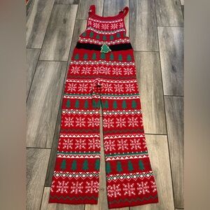 United States Sweaters Red and Green Holiday Jumpsuit